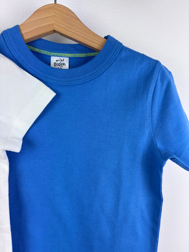 Mini Boden White And Blue Top Set 2-3 Years