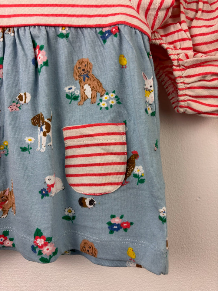 Boden Blue Animal Print Dress &amp; Striped Bloomers Set-Dresses-Second Snuggle Preloved