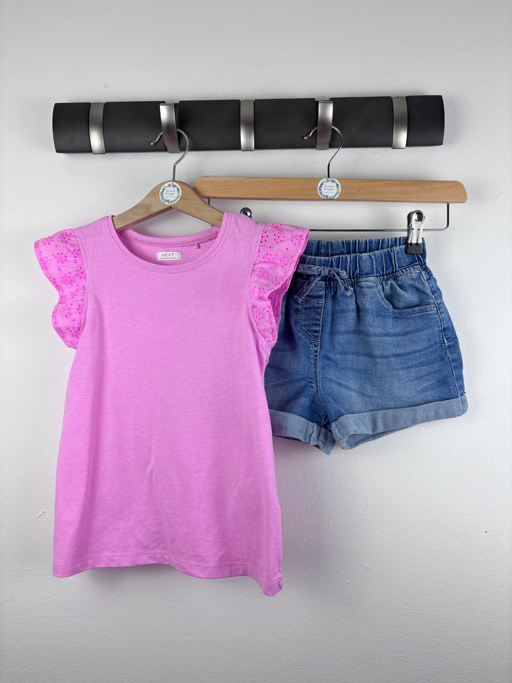 Next Pink Top And Blue Denim Shorts Set 5-6 Years