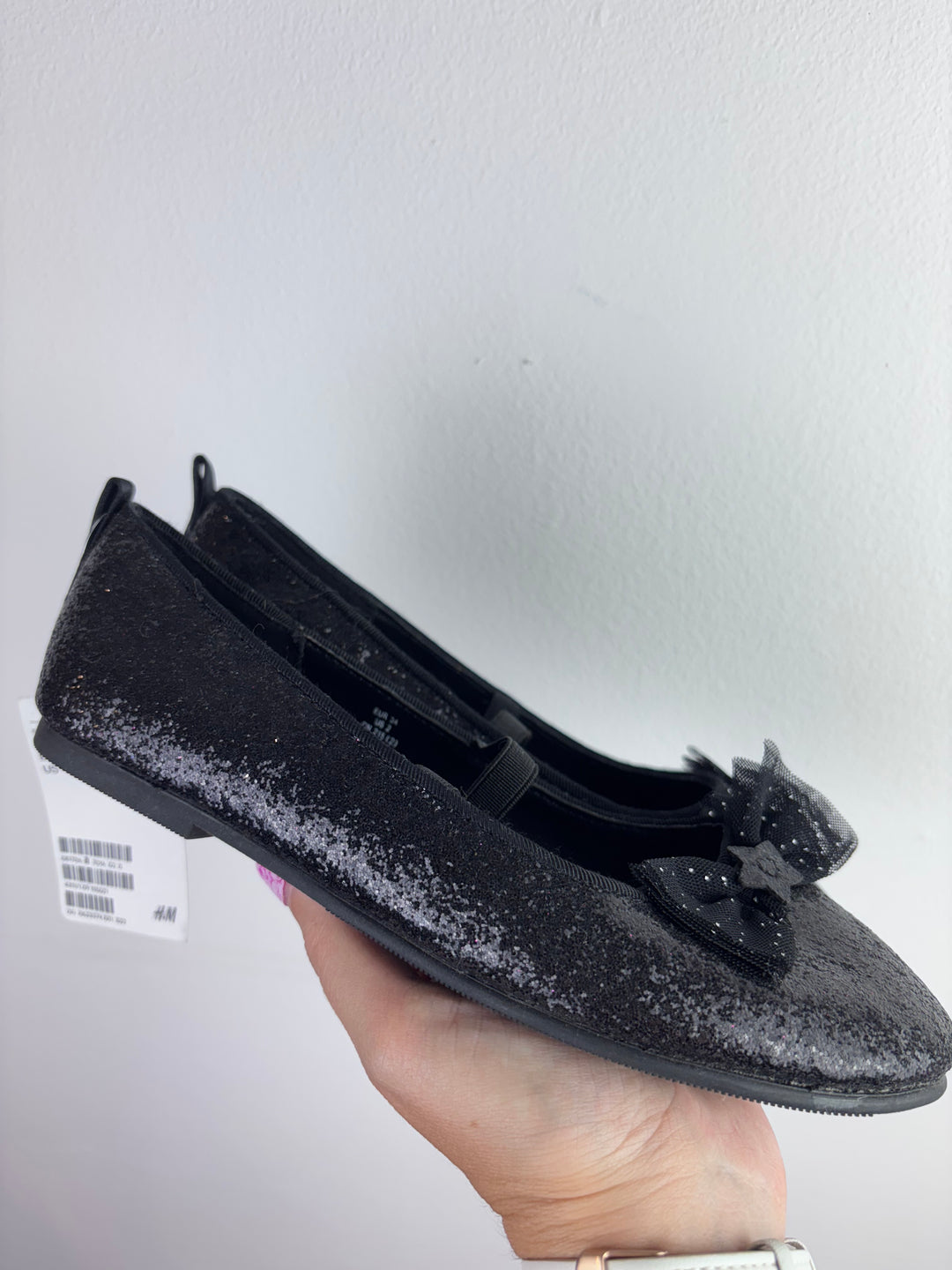 H&M Black Glitter Shoes UK 1.5