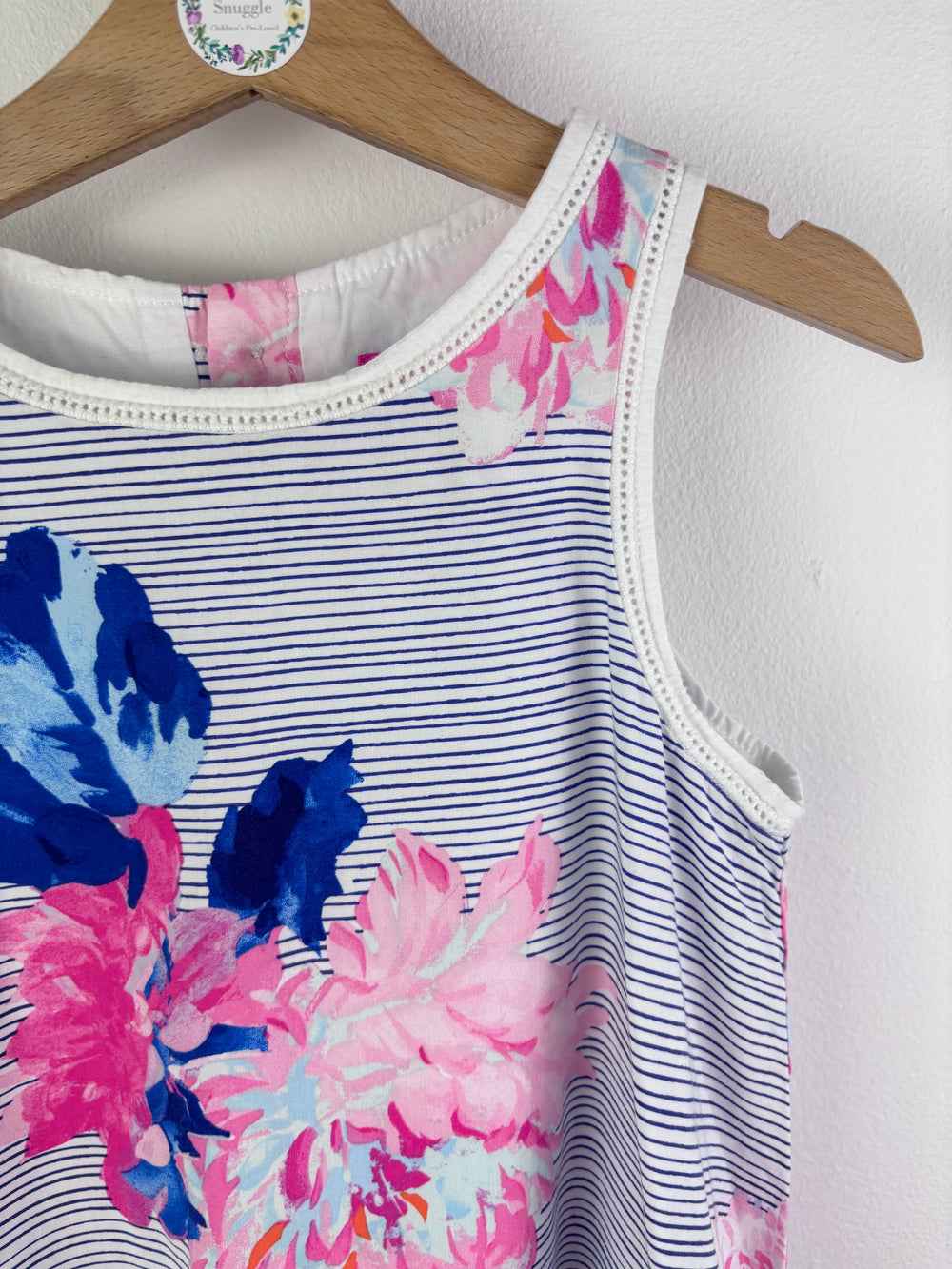 Joules Navy Stripe Floral Sleeveless Dress 6 Years-Dresses-Second Snuggle Preloved