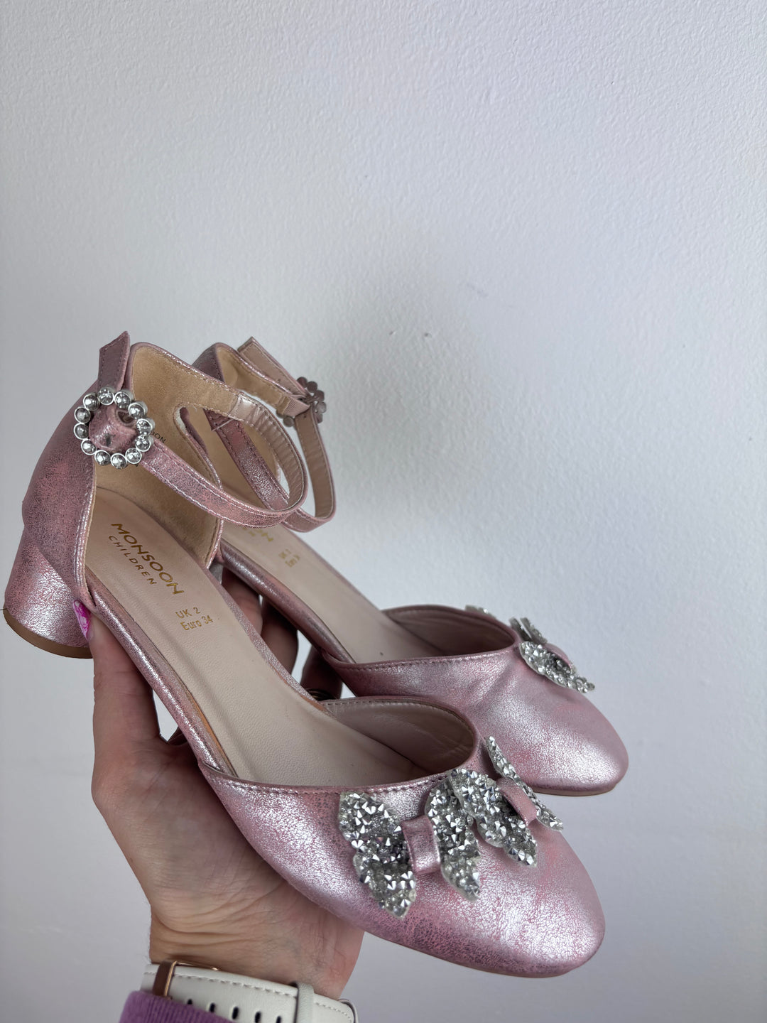 Monsoon Pink Glitter Party Shoes UK 2