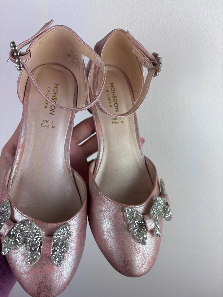 Monsoon Pink Glitter Party Shoes UK 2