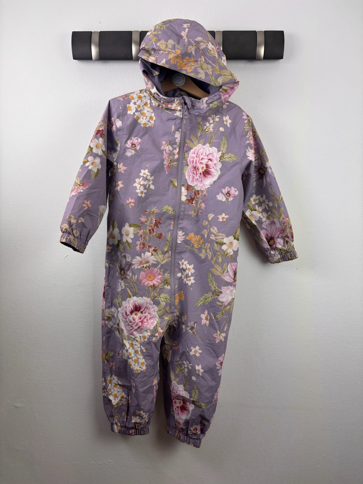 Next Lilac Floral Hooded Puddlesuit-Puddle Suits-Second Snuggle Preloved