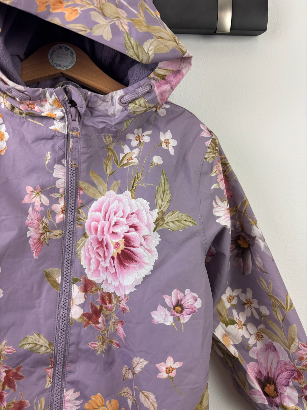 Next Lilac Floral Hooded Puddlesuit-Puddle Suits-Second Snuggle Preloved