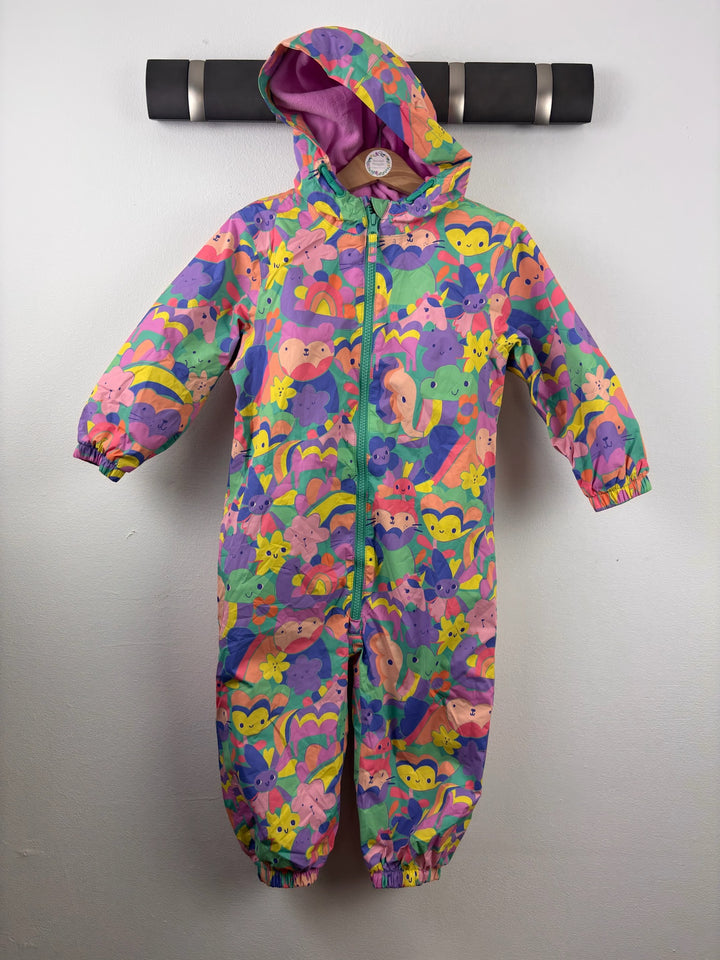 Next Colourful Animal Print Hooded Puddlesuit 12-18 Months