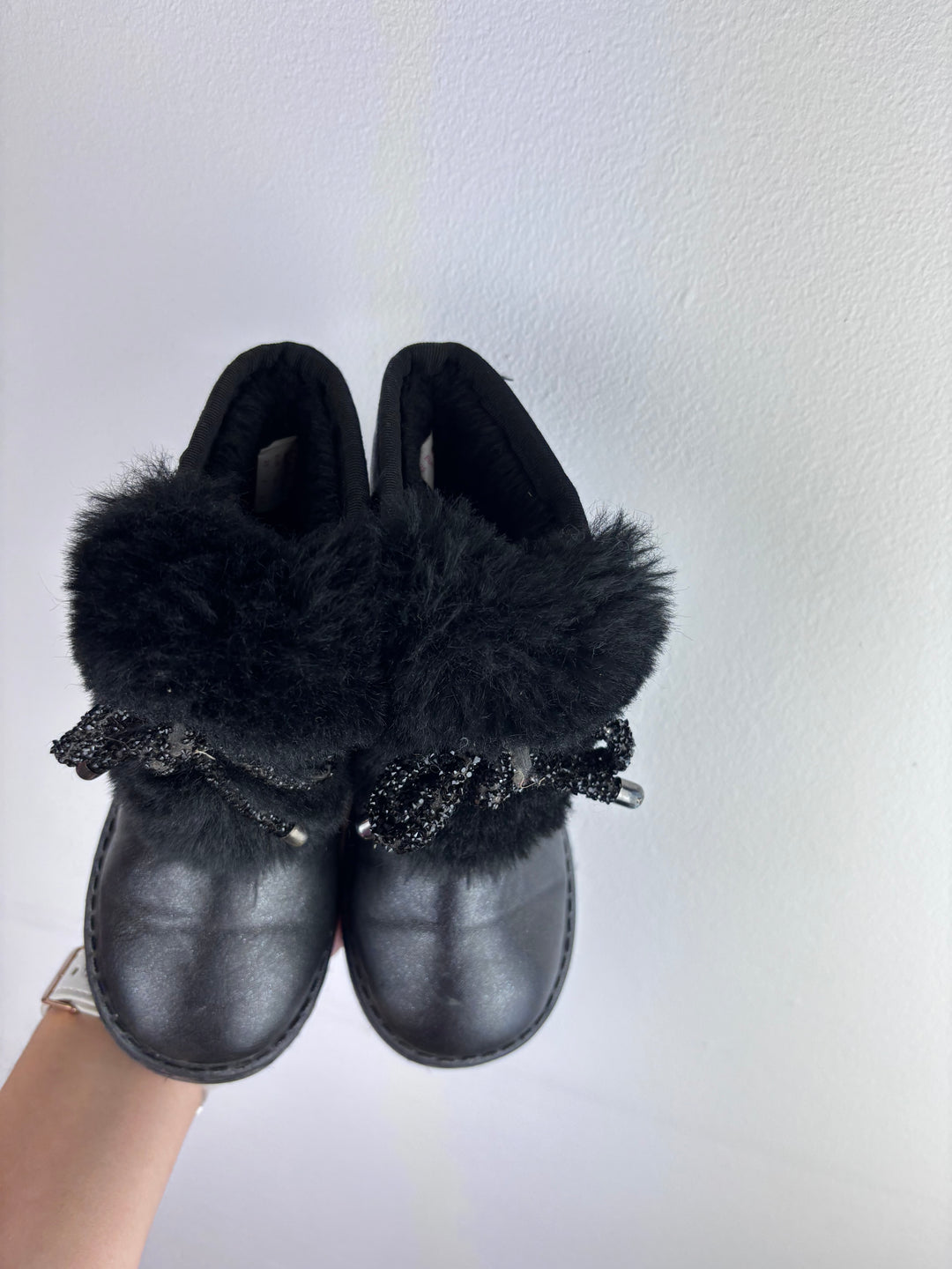 Barbie Black Faux Fur Boots UK 7.5