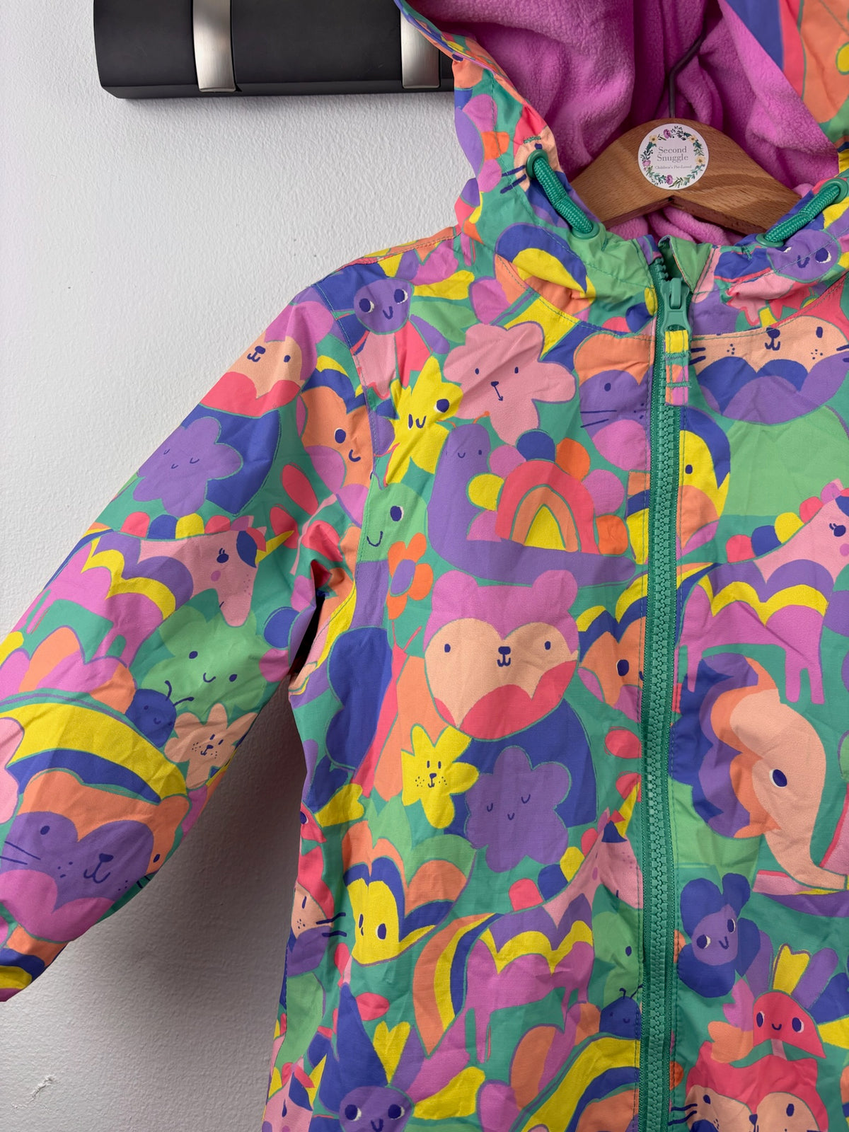 Next Colourful Animal Print Hooded Puddlesuit 12-18 Months-Puddle Suits-Second Snuggle Preloved