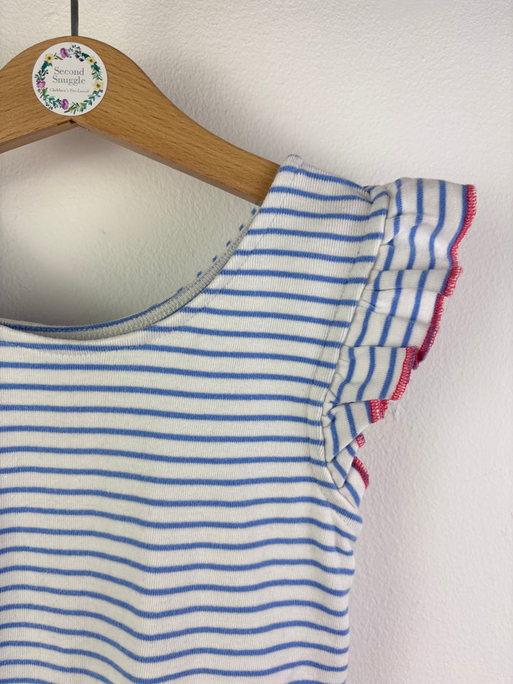 Joules Blue And White Stripe Frill Sleeve Top 6 Years-Tops-Second Snuggle Preloved
