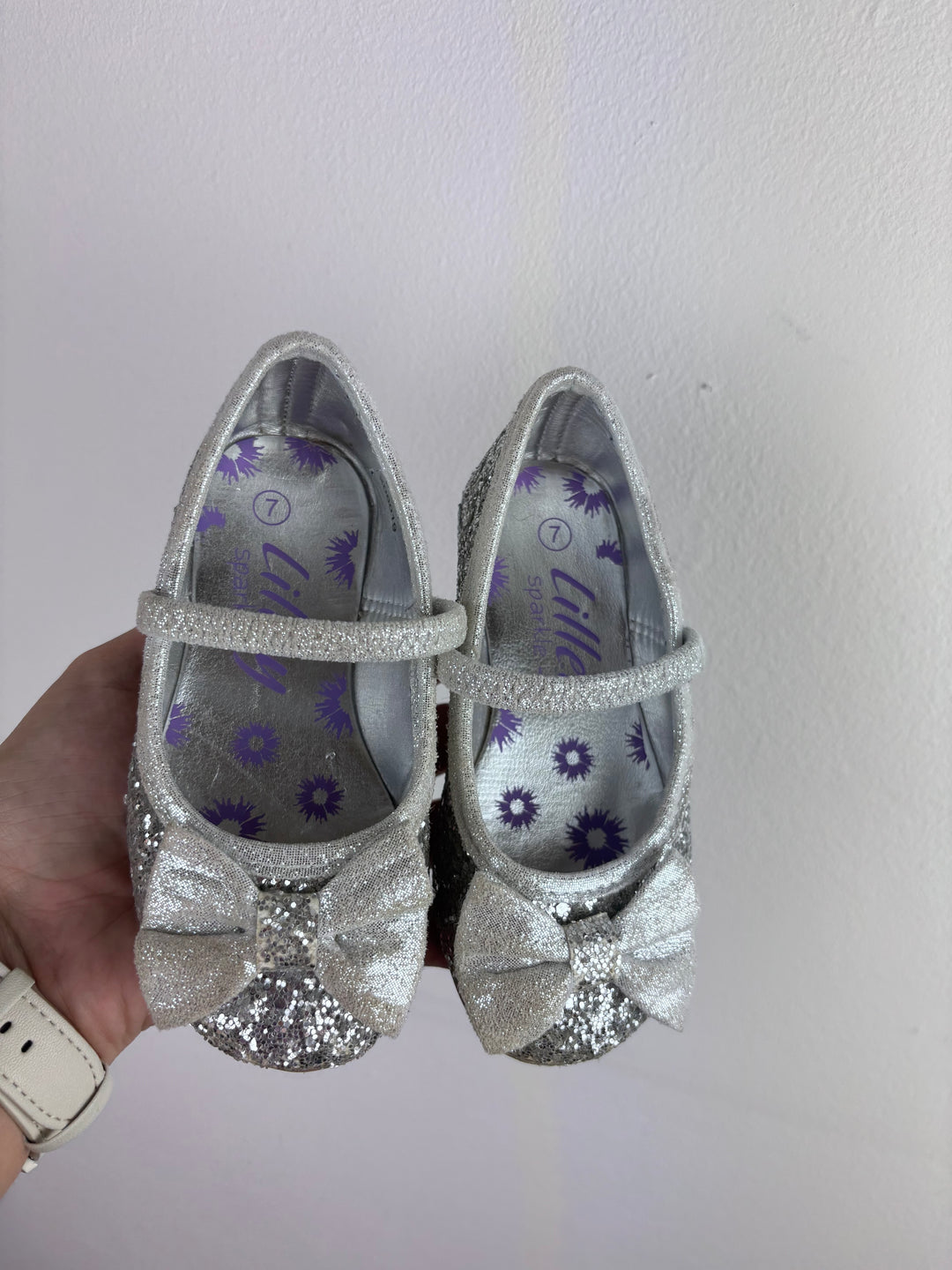 Lilly Silver Glitter Shoes UK 7