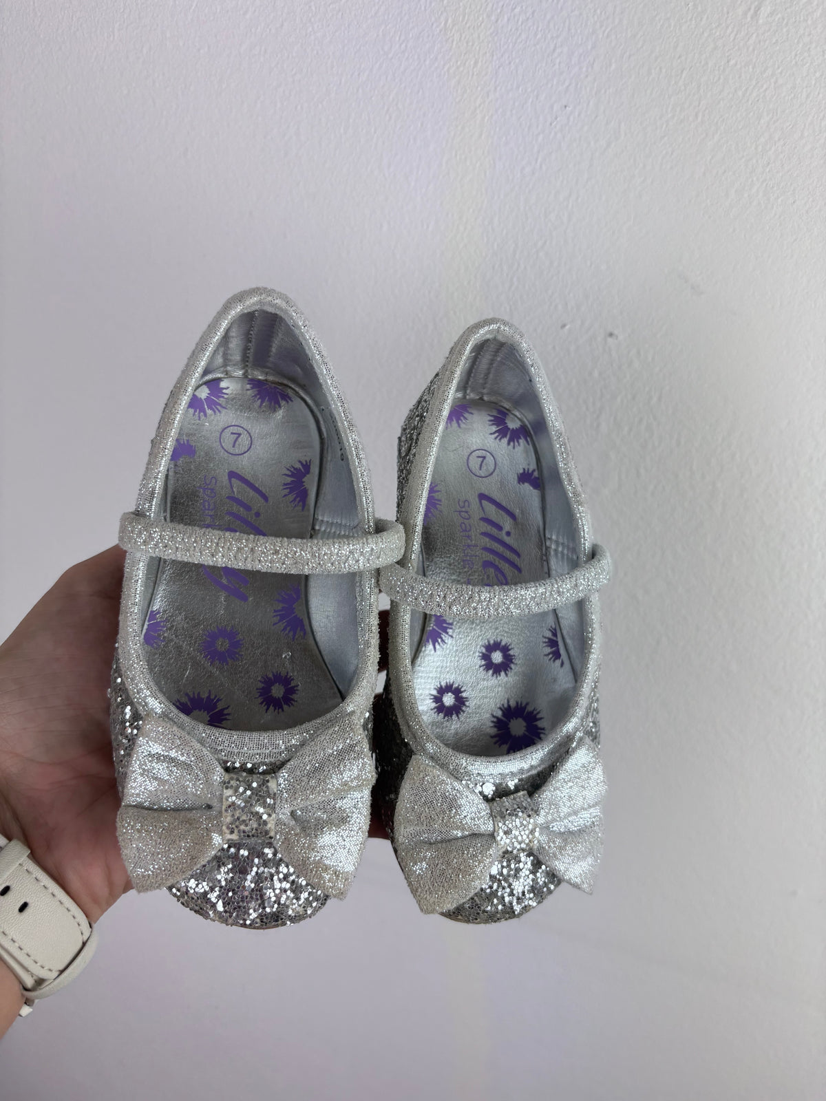 Lilly Silver Glitter Shoes UK 7-Shoes-Second Snuggle Preloved