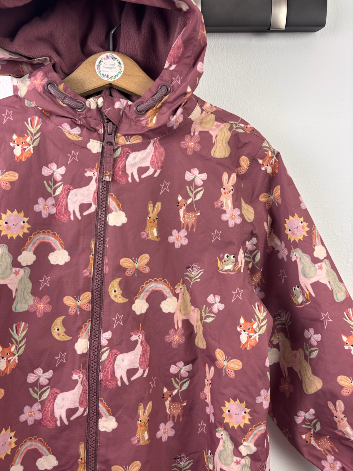 Next Dusky Pink Woodland Animal Hooded Puddlesuit-Puddle Suits-Second Snuggle Preloved