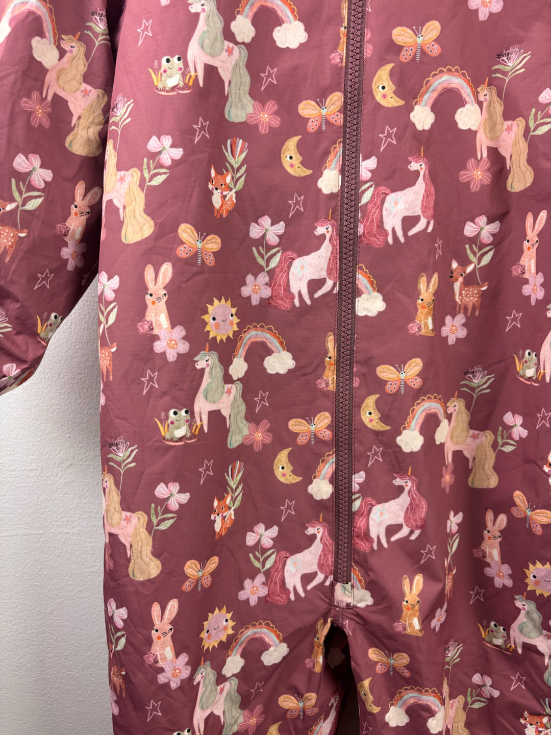 Next Dusky Pink Woodland Animal Hooded Puddlesuit