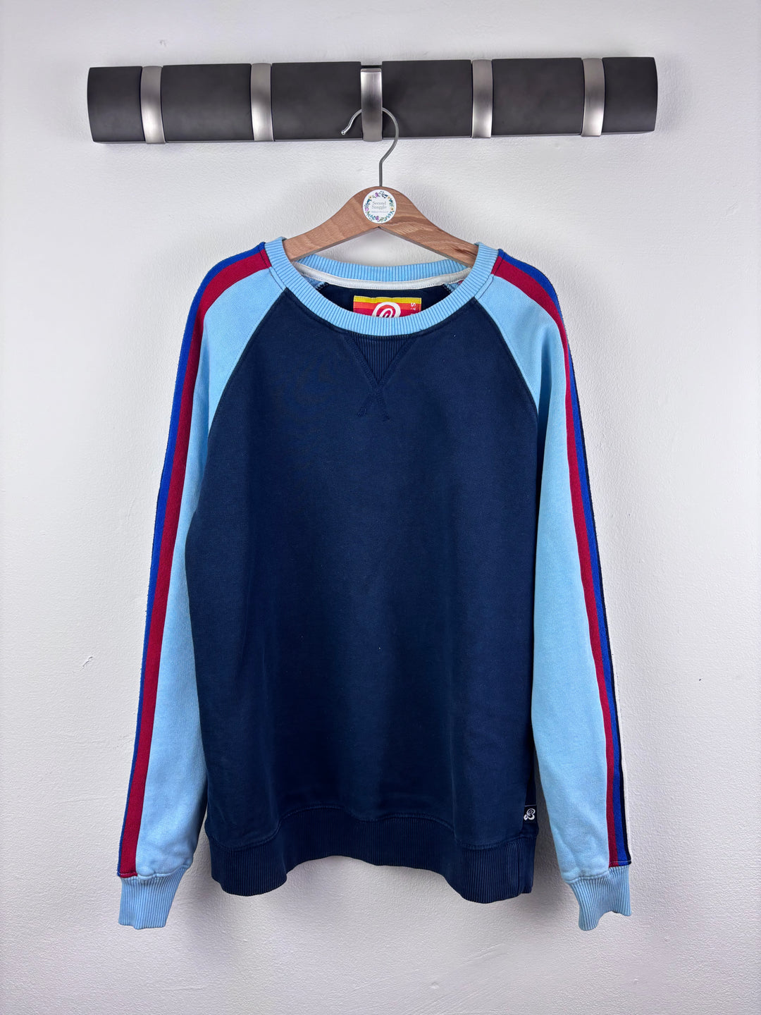 St Berts Navy Sweatshirt With Blue And Red Sleeve Stripe 11-12 Years