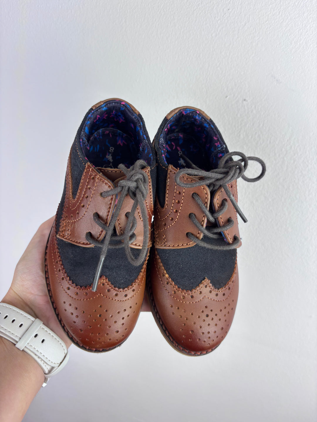 Next Brown and Black Brogue Shoes UK 8