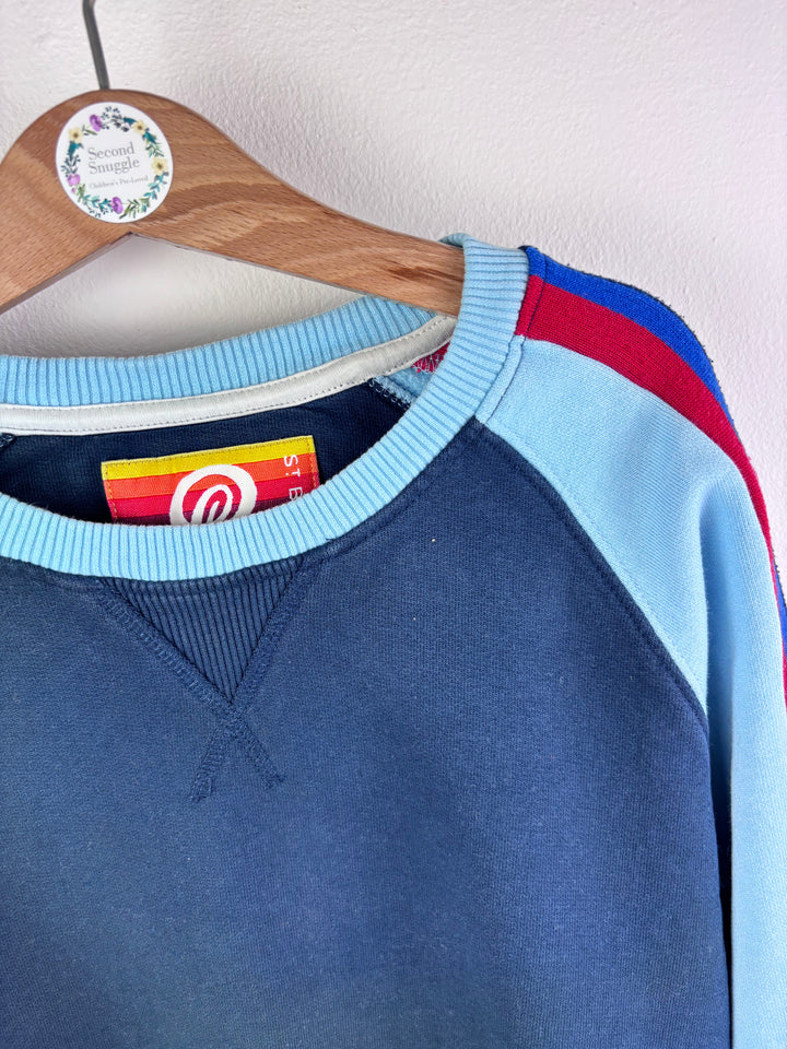 St Berts Navy Sweatshirt With Blue And Red Sleeve Stripe 11-12 Years