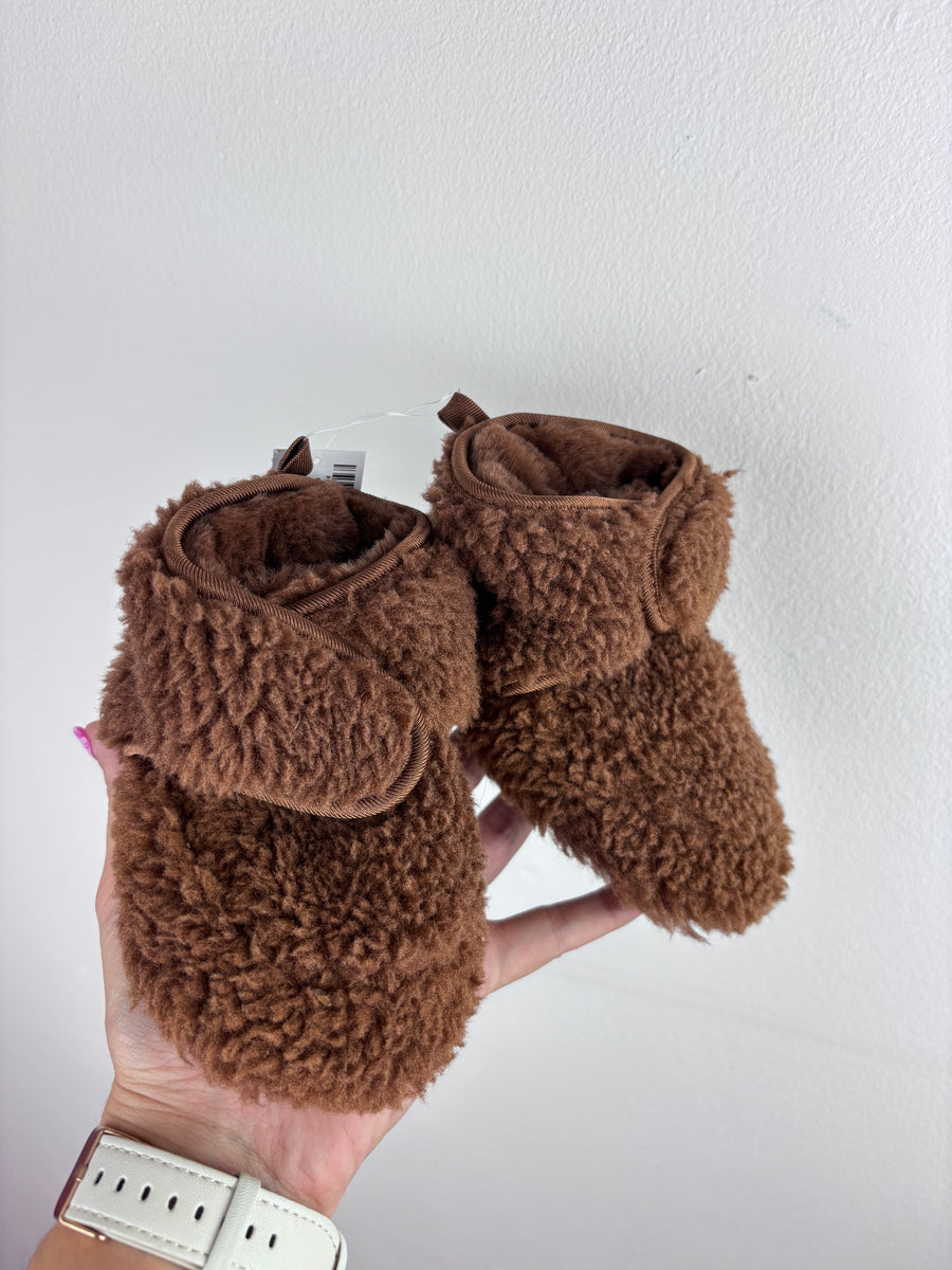 Next Brown Fluffy Booties 18-24 Months-Shoes-Second Snuggle Preloved
