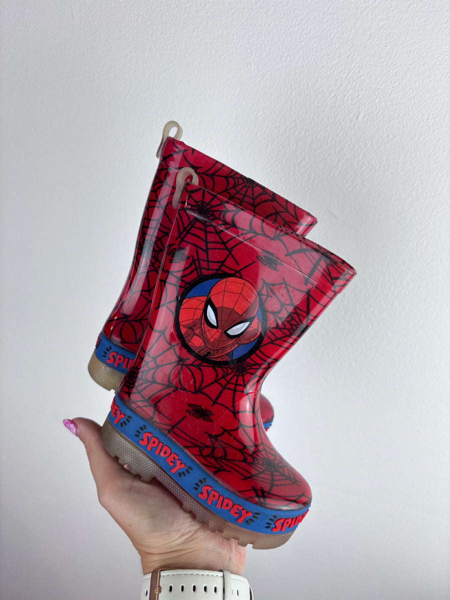 Spiderman Red Wellies UK 4-Boots-Second Snuggle Preloved