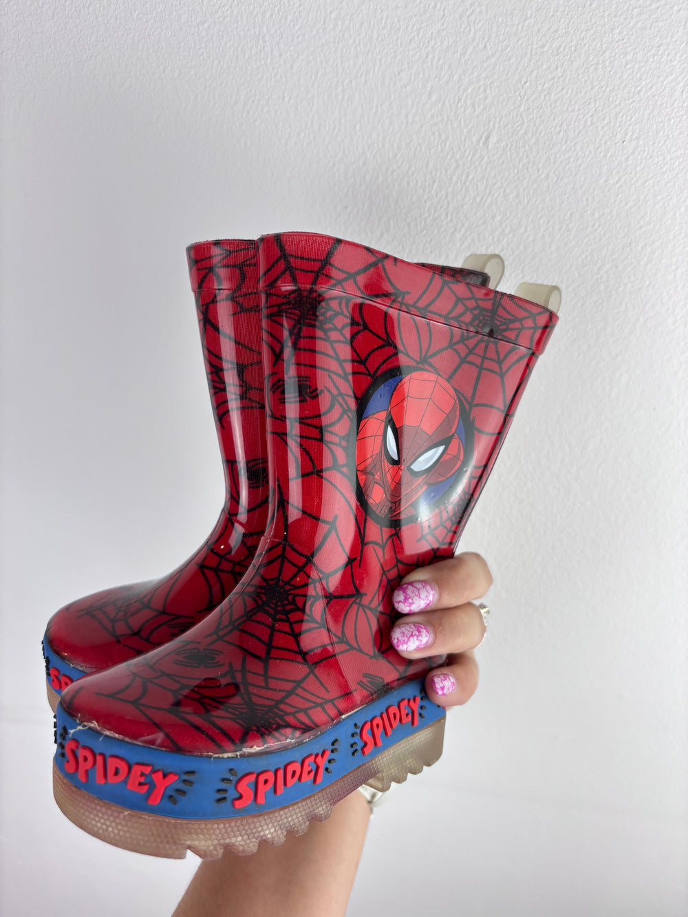 Spiderman Red Wellies UK 4-Boots-Second Snuggle Preloved