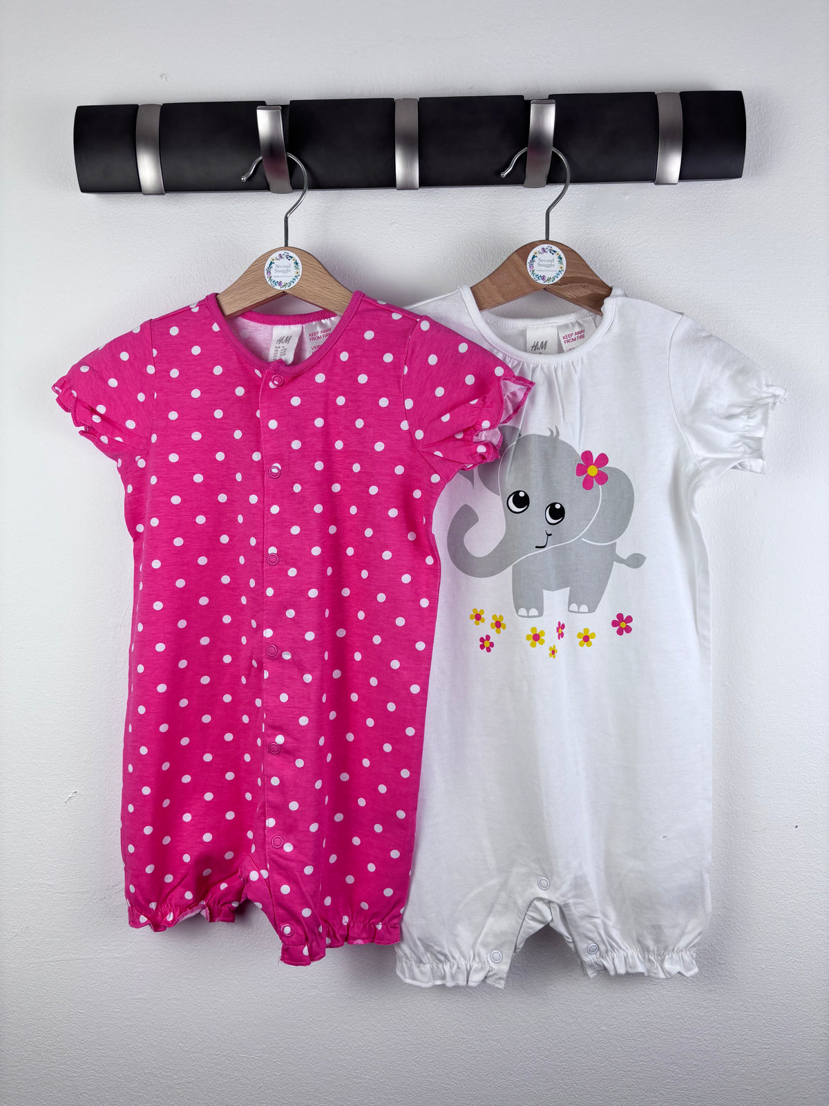 H&M Pink And White Romper Set 6-9 Months-Rompers-Second Snuggle Preloved