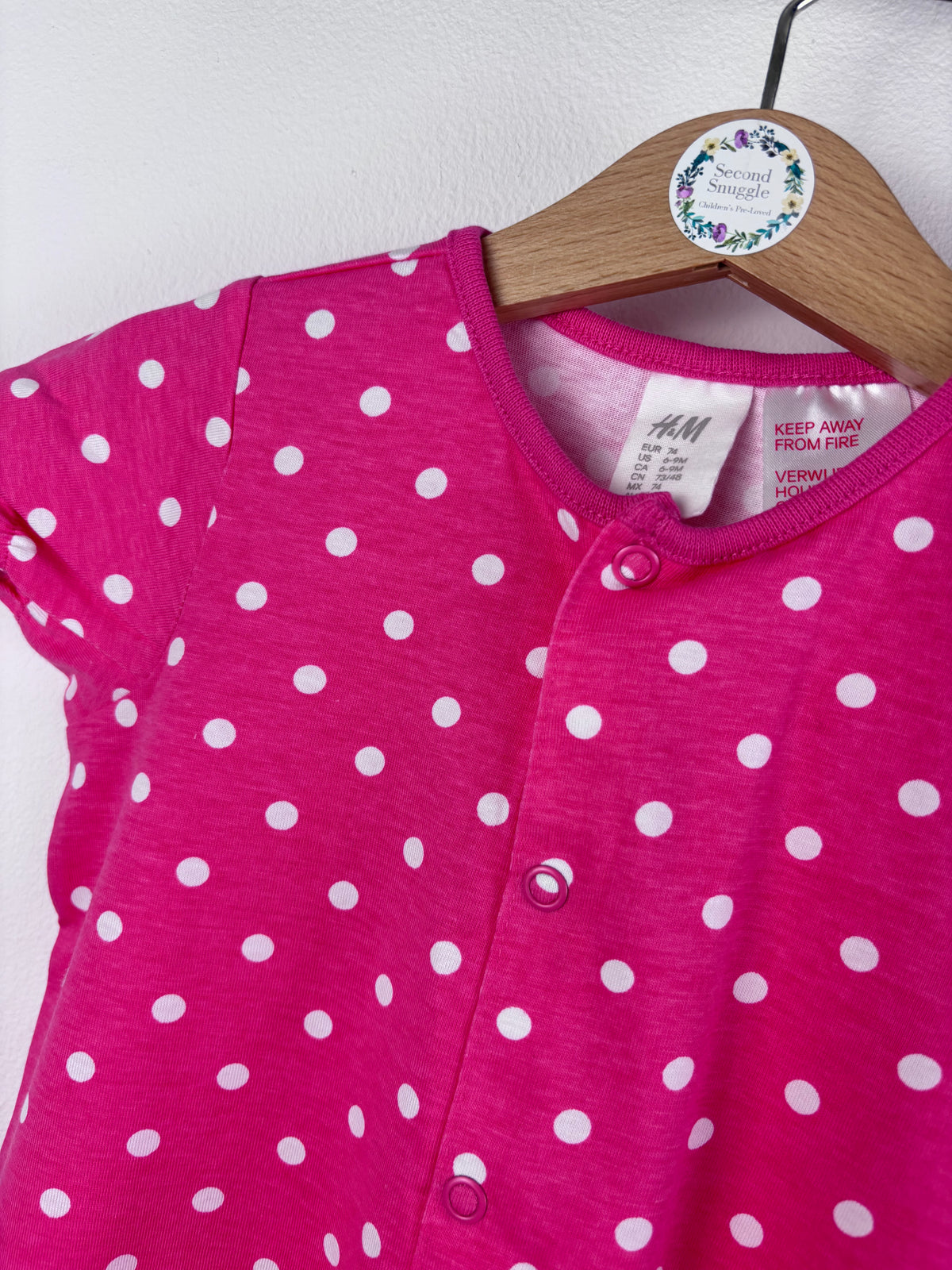 H&M Pink And White Romper Set 6-9 Months-Rompers-Second Snuggle Preloved