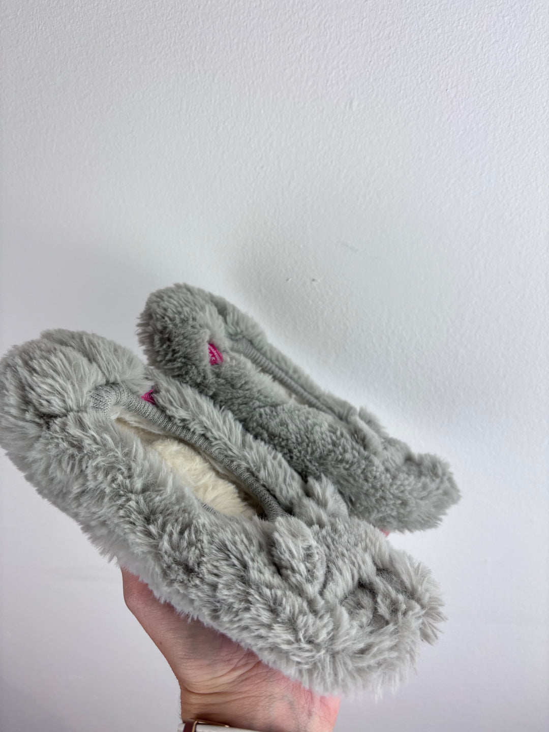 Joules Grey Fluffy Slippers UK 12-13-Slippers-Second Snuggle Preloved