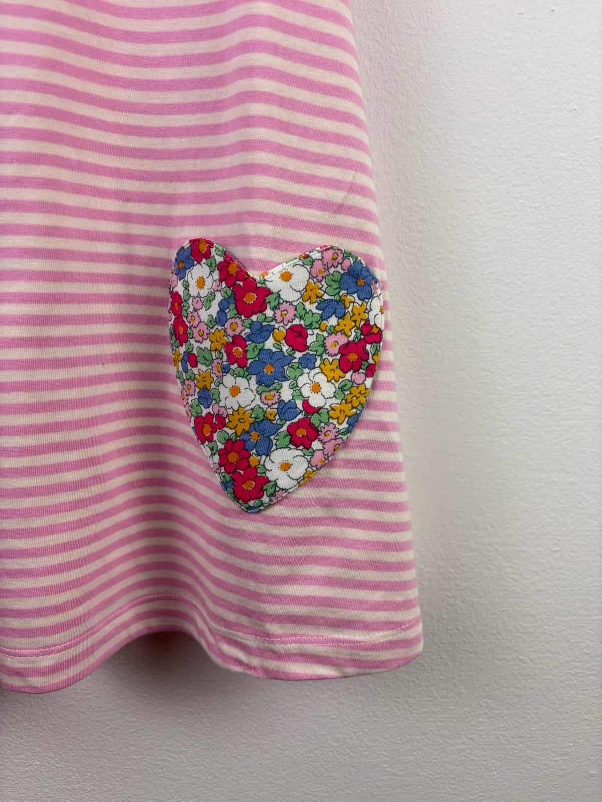 Mini Boden Pink Stripe Floral Heart Pocket Dress-Dresses-Second Snuggle Preloved