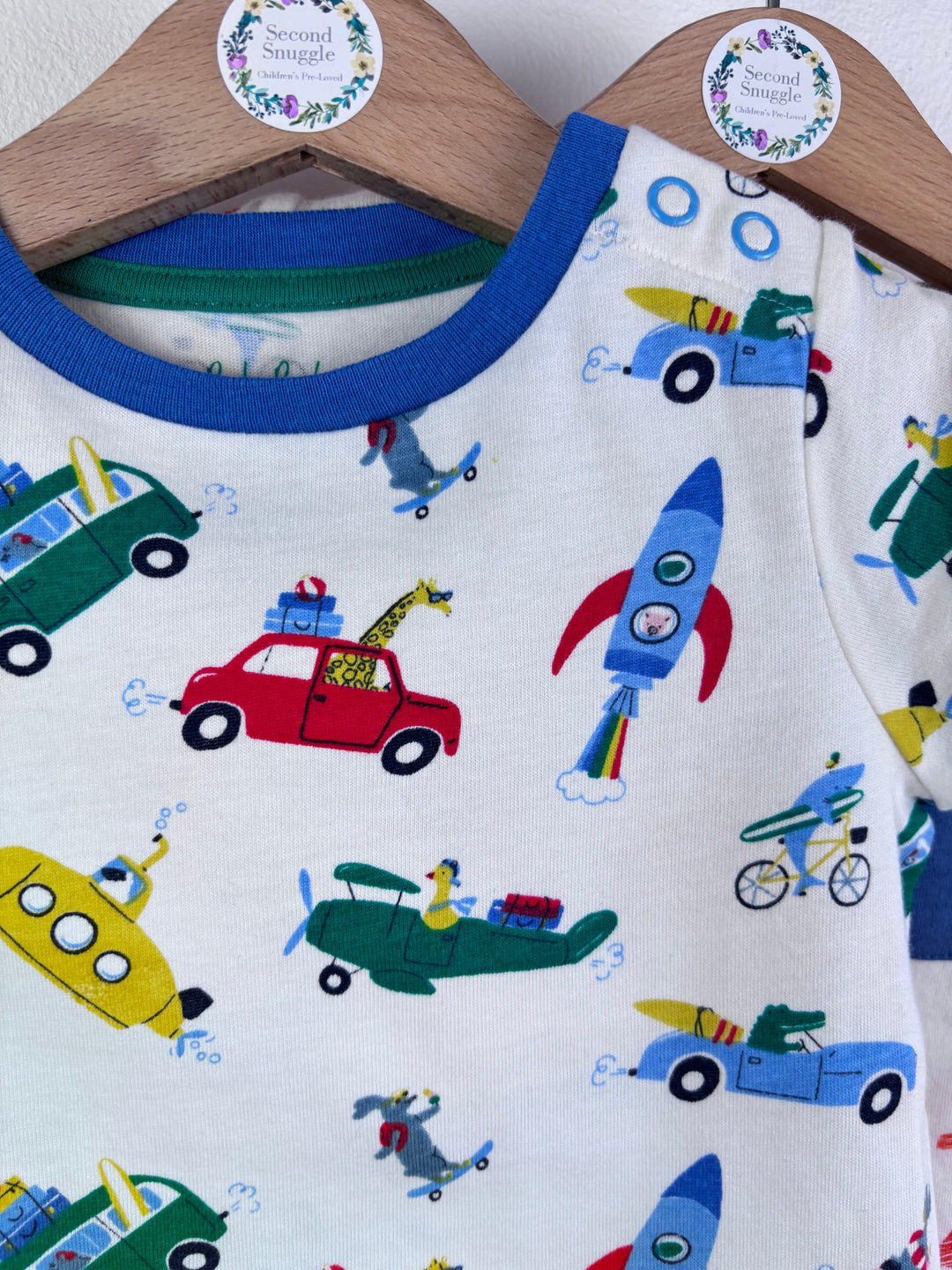 Baby Boden White Top Set with Whale Transport Anchor Prints 6-12 Months-Tops-Second Snuggle Preloved