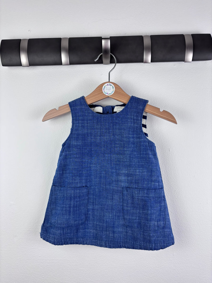 Next Blue Chambray Pocket Dress 0-3 Months-Dresses-Second Snuggle Preloved