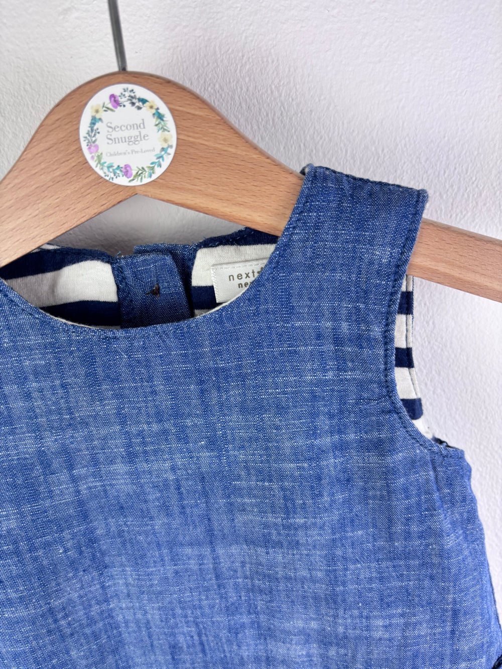 Next Blue Chambray Pocket Dress 0-3 Months-Dresses-Second Snuggle Preloved