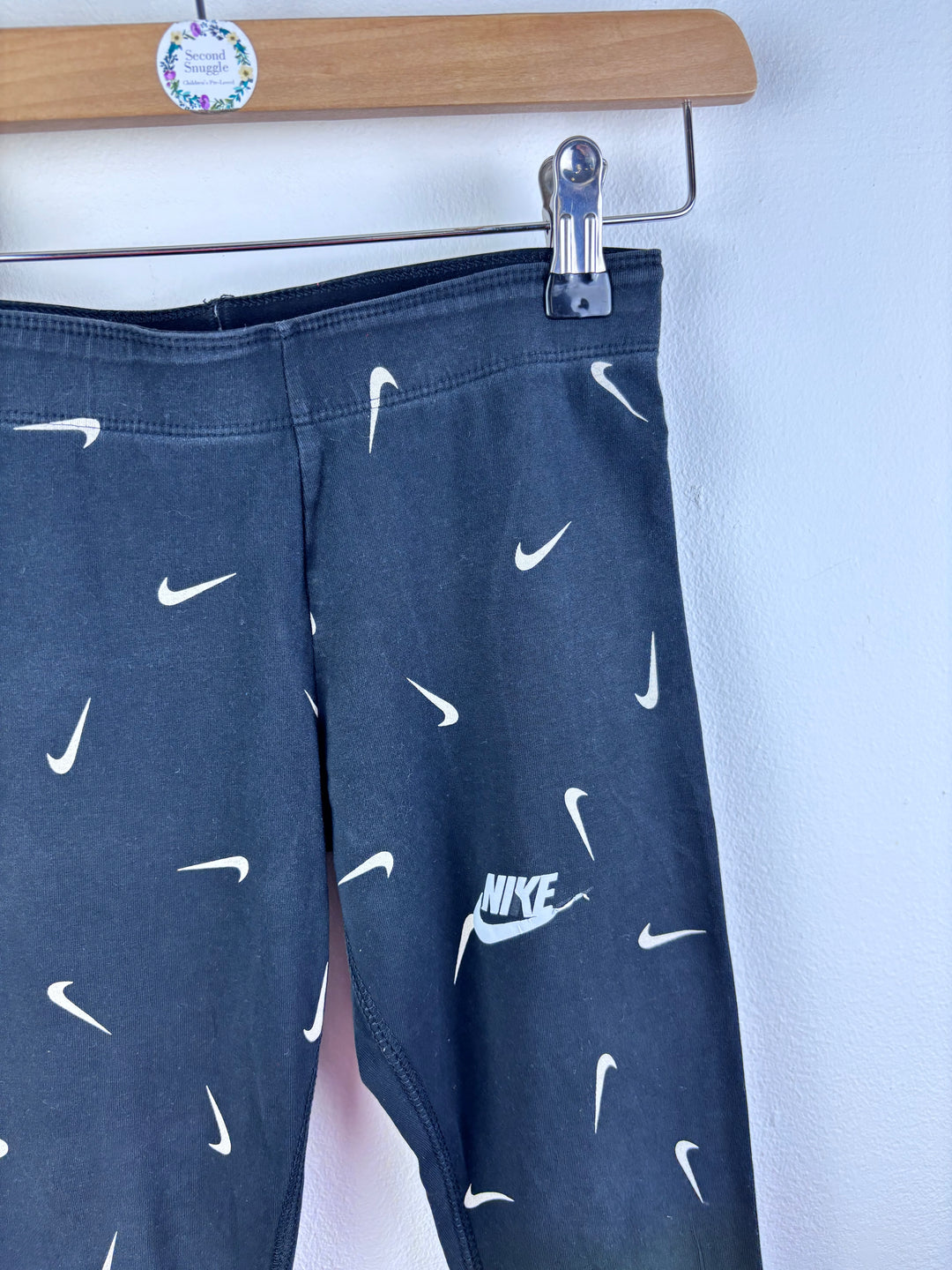 Nike Navy Swoosh Print Leggings S 6-8 Years-Leggings-Second Snuggle Preloved