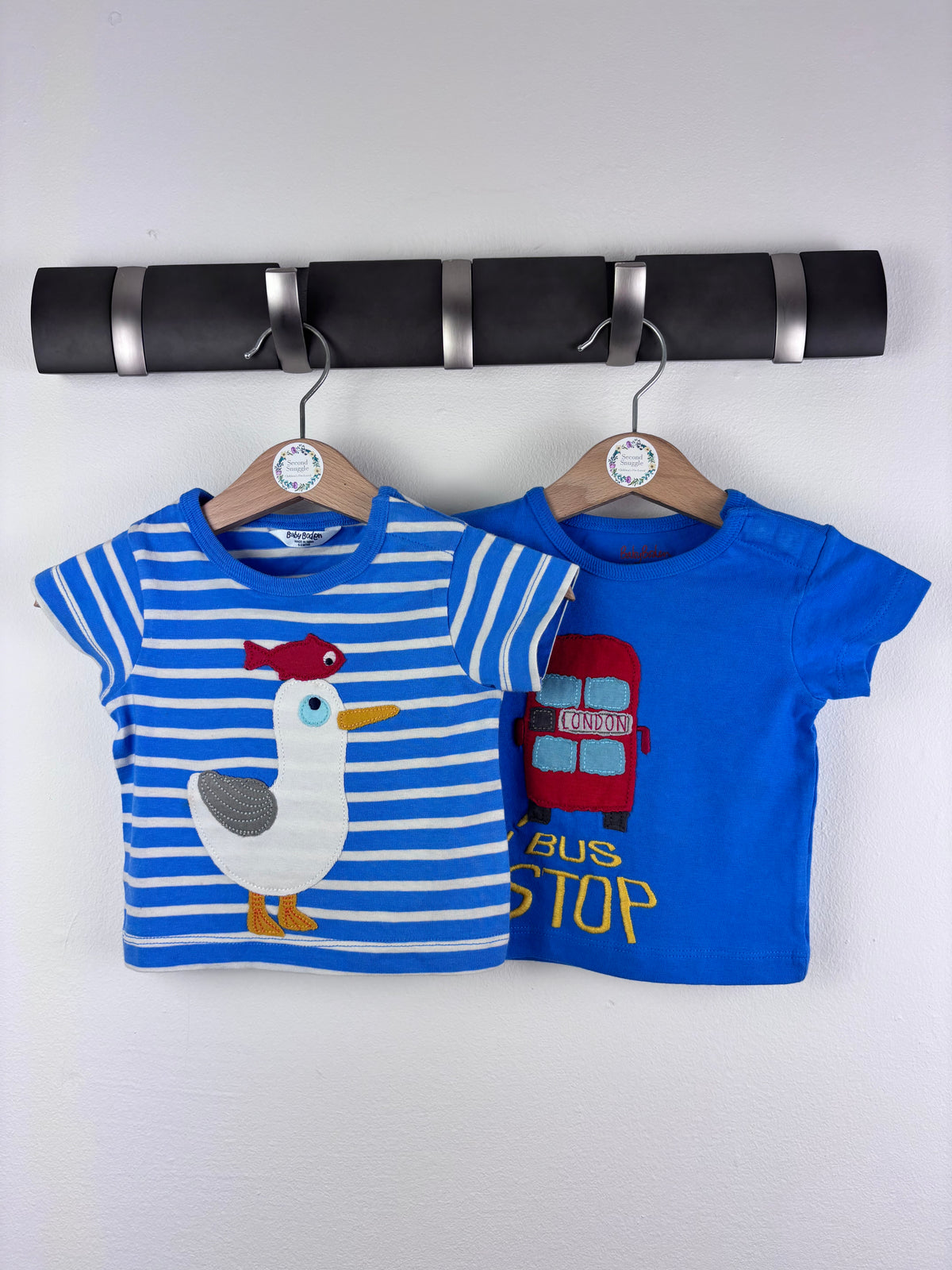 Baby Boden Blue Top Set with Seagull and London Bus 0-3 Months-Tops-Second Snuggle Preloved