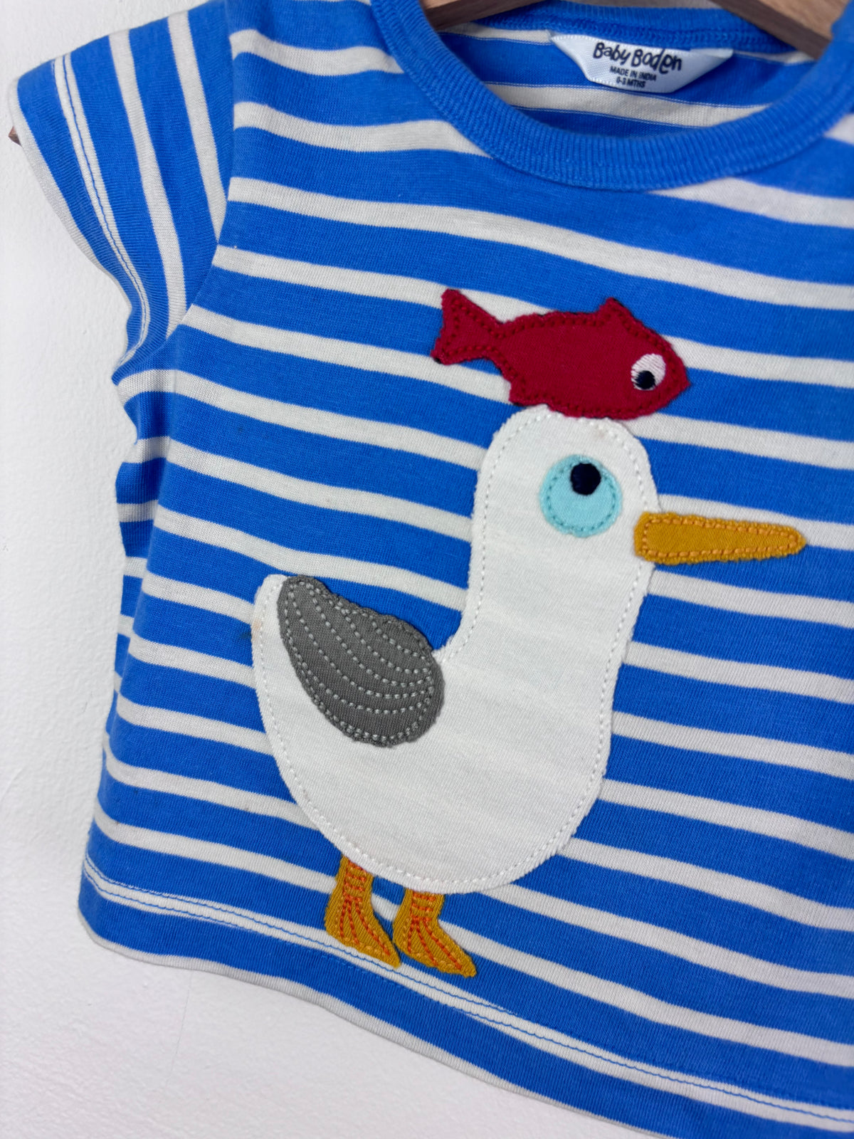 Baby Boden Blue Top Set with Seagull and London Bus 0-3 Months-Tops-Second Snuggle Preloved
