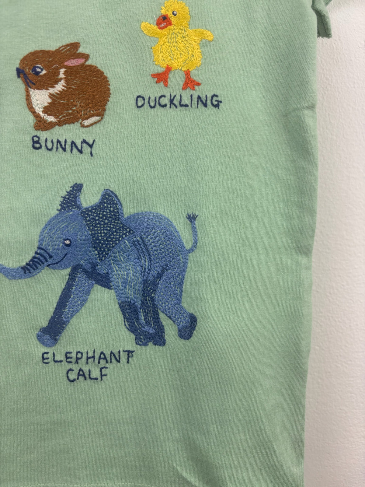 Mini Boden Mint Green Embroidered Baby Animals T-Shirt-Tops-Second Snuggle Preloved