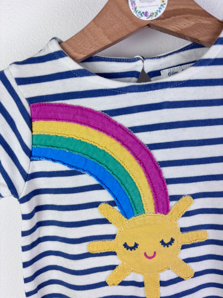 Kite Blue Stripe Rainbow Sun Romper 6-9 Months-Rompers-Second Snuggle Preloved