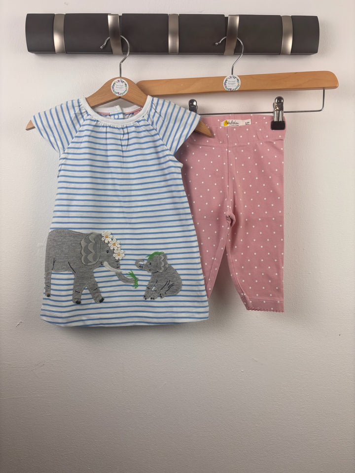 Boden Blue Stripe Elephant Top &amp; Pink Leggings Set-Sets-Second Snuggle Preloved