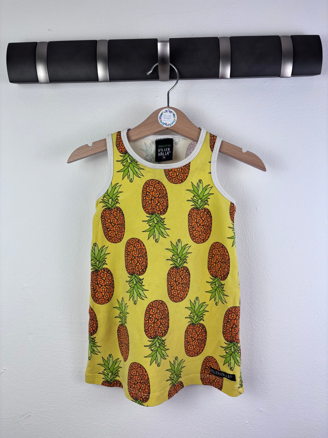 Villervalla Yellow Pineapple Print Dress Size 74 (6-9 Months)-Dresses-Second Snuggle Preloved