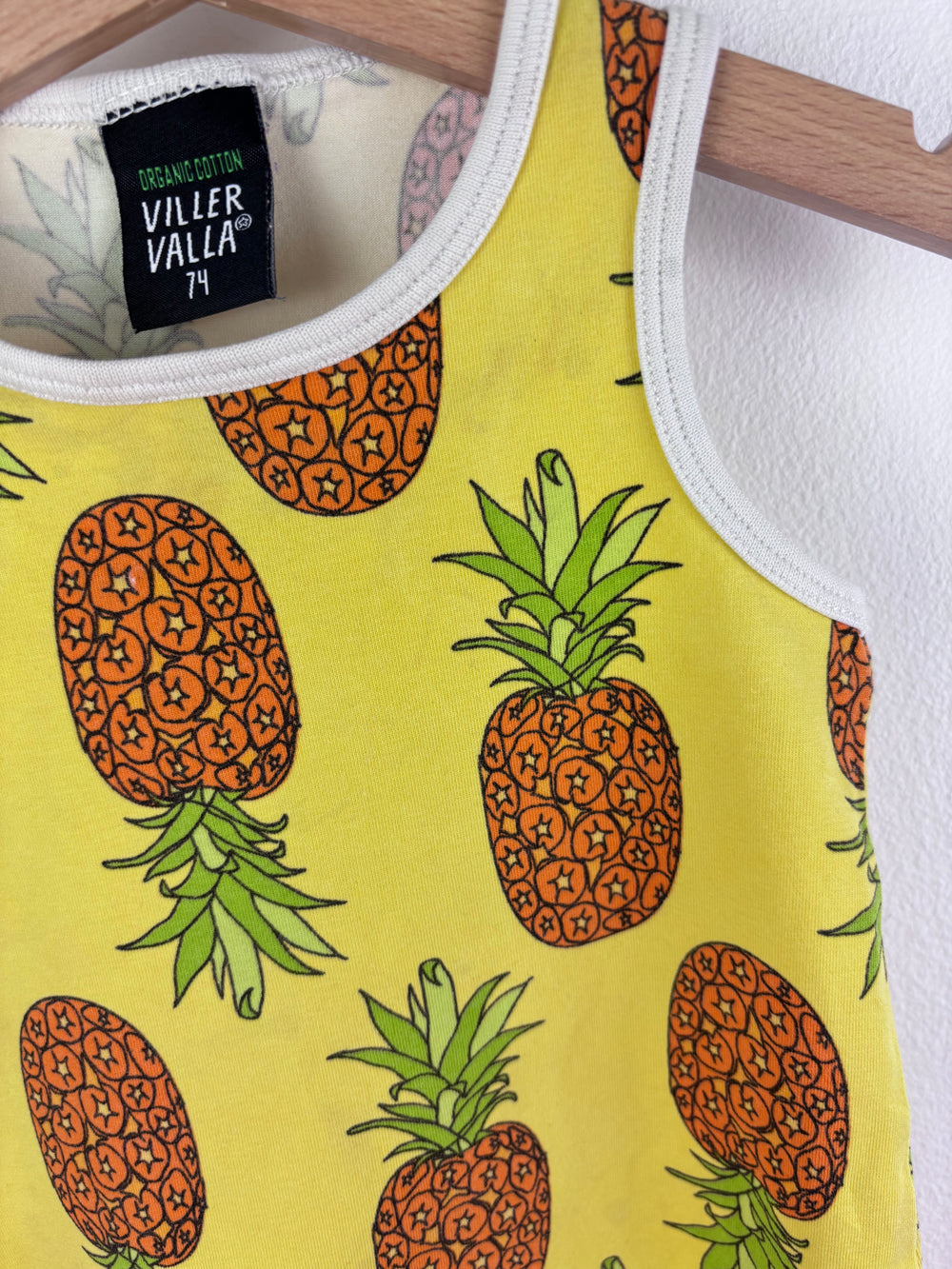 Villervalla Yellow Pineapple Print Dress Size 74 (6-9 Months)-Dresses-Second Snuggle Preloved