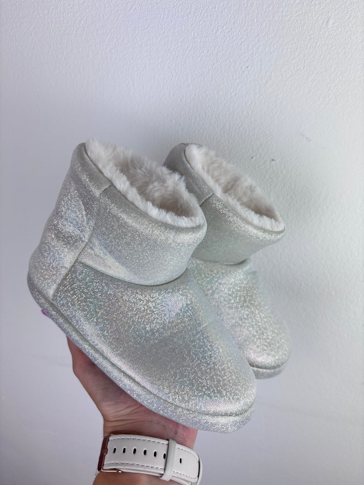 Unbranded Silver Glitter Boots UK 9-Slippers-Second Snuggle Preloved