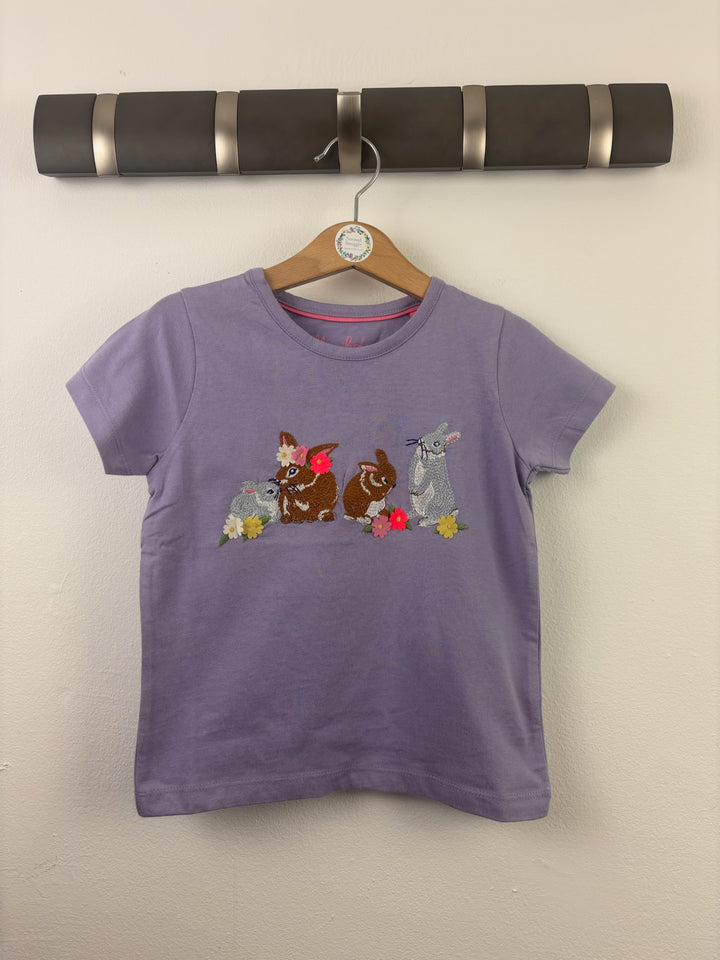 Mini Boden Lilac Embroidered Rabbits T-Shirt-Tops-Second Snuggle Preloved
