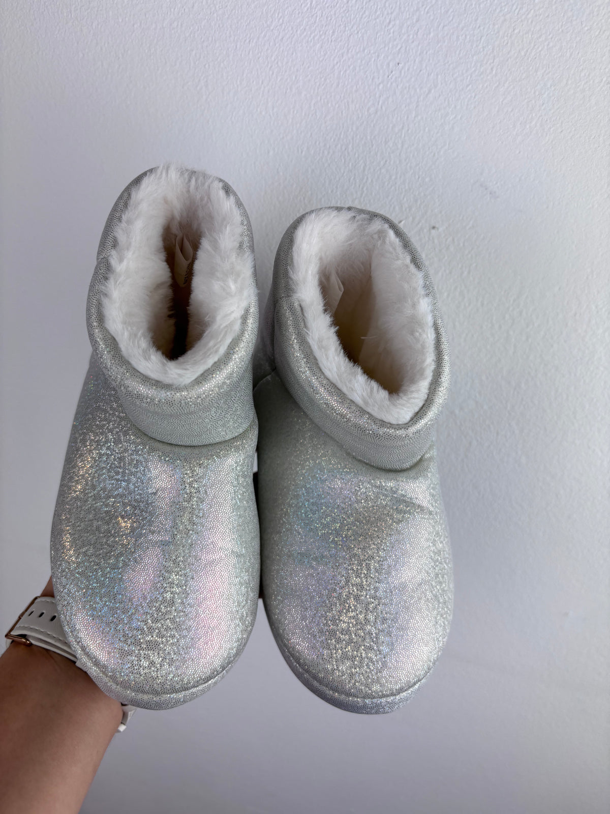 Unbranded Silver Glitter Boots UK 9-Slippers-Second Snuggle Preloved