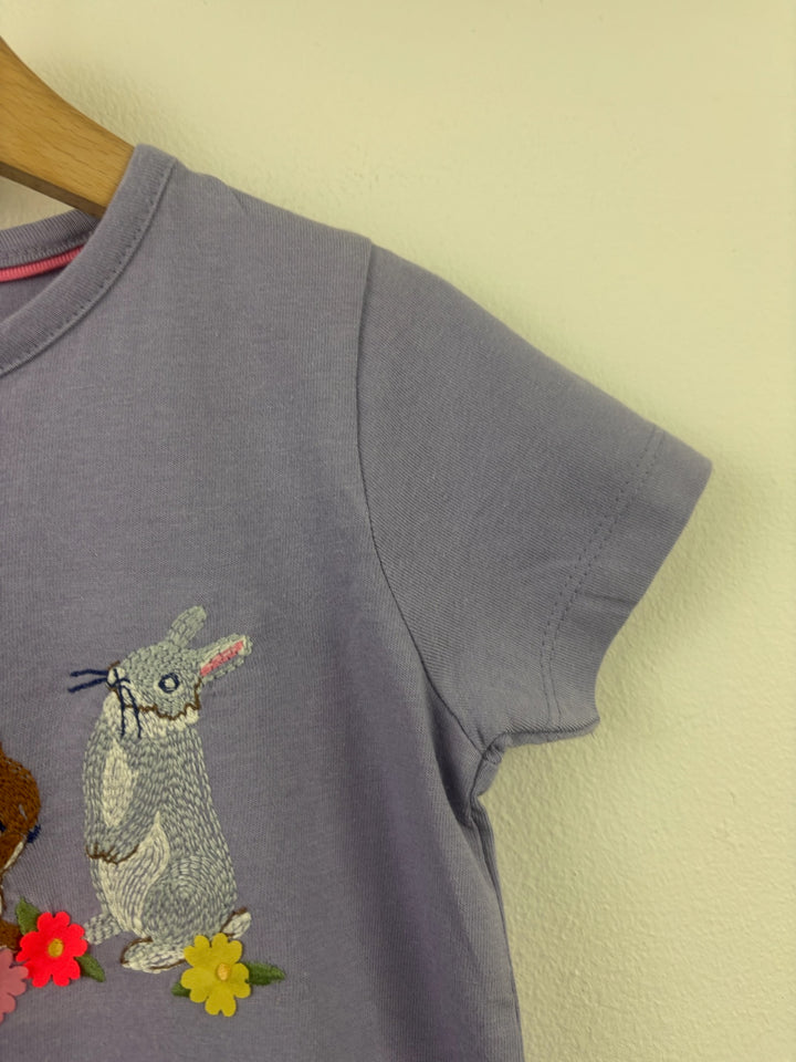 Mini Boden Lilac Embroidered Rabbits T-Shirt-Tops-Second Snuggle Preloved