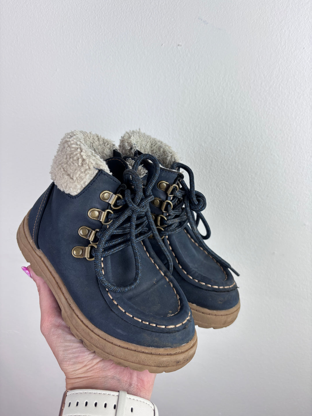 M&S Navy Hiker Boots UK 8-Boots-Second Snuggle Preloved