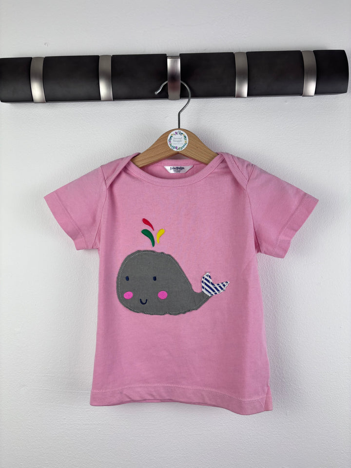 Baby Boden Pink T-Shirt Whale Applique 12-18 Months-Tops-Second Snuggle Preloved