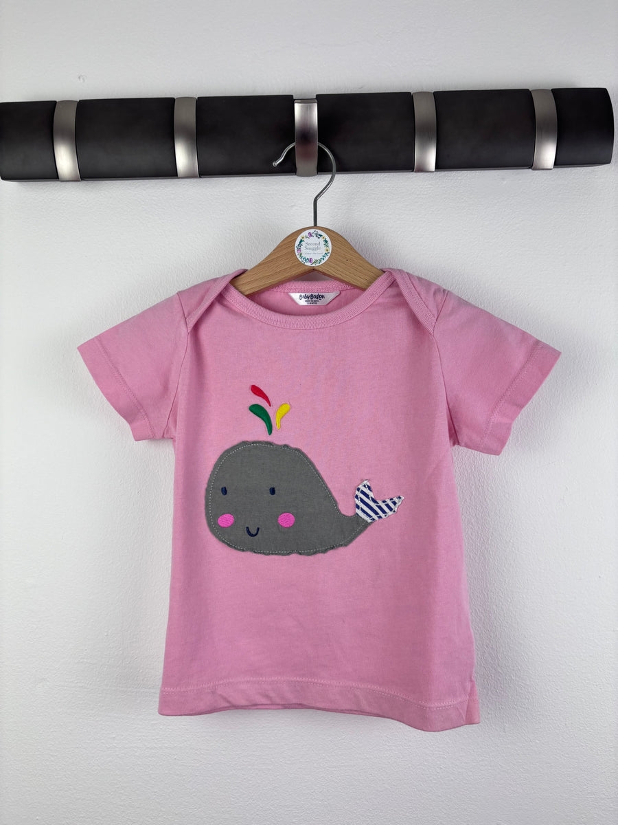 Baby Boden Pink T-Shirt Whale Applique 12-18 Months-Tops-Second Snuggle Preloved