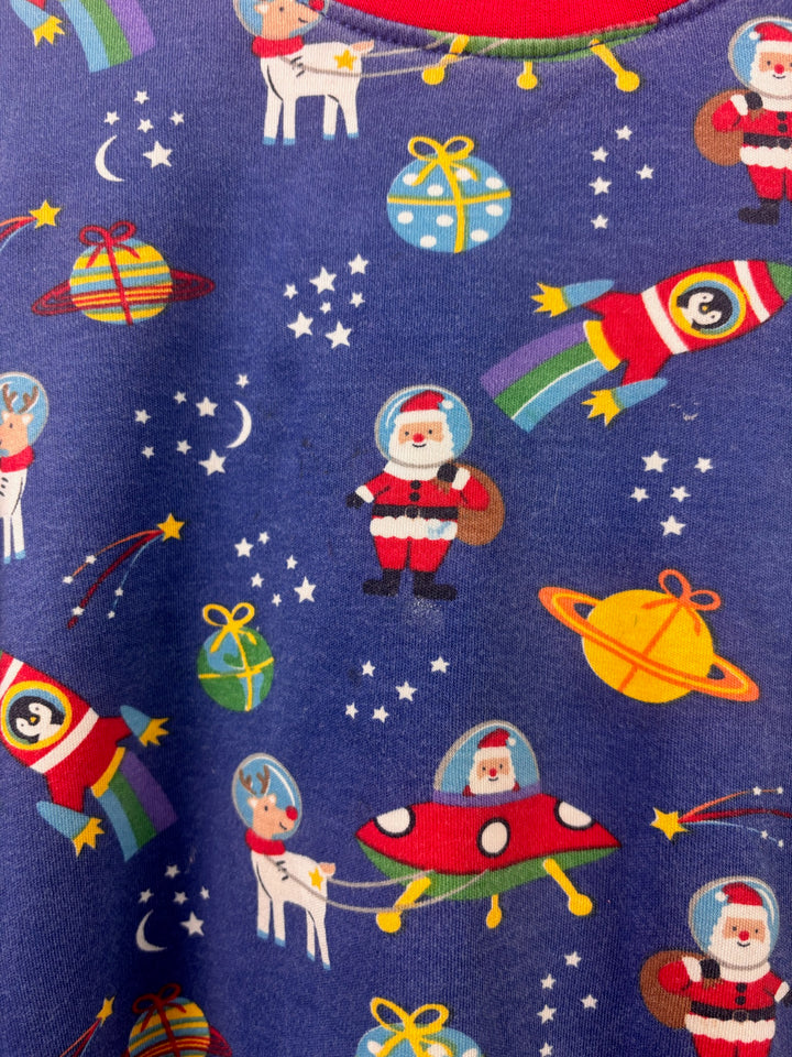 JoJo Maman Bébé Blue Christmas Space Pyjamas 5-6 Years-Night Wear-Second Snuggle Preloved