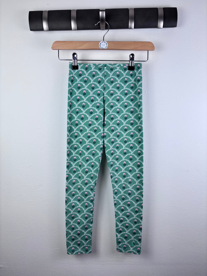 Joules Green Floral Print Leggings 7 Years-Leggings-Second Snuggle Preloved
