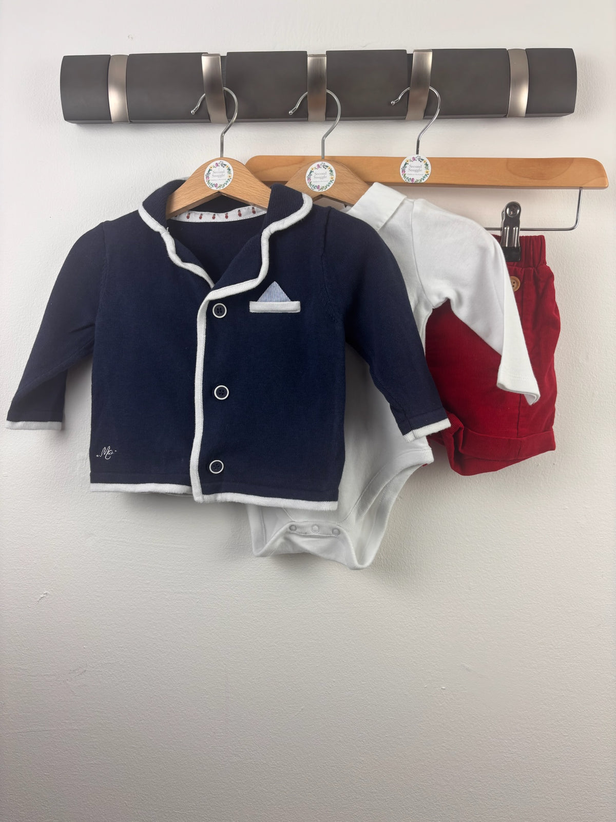 Mothercare Navy Blazer Bodysuit & Red Shorts Set 3-6 Months-Sets-Second Snuggle Preloved