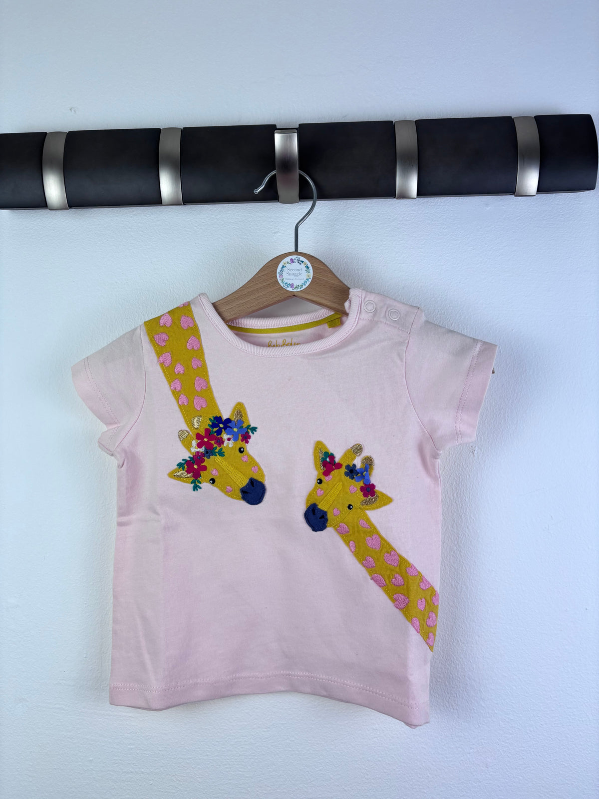 Boden Pink Giraffe T-Shirt 6-12 Months-Tops-Second Snuggle Preloved