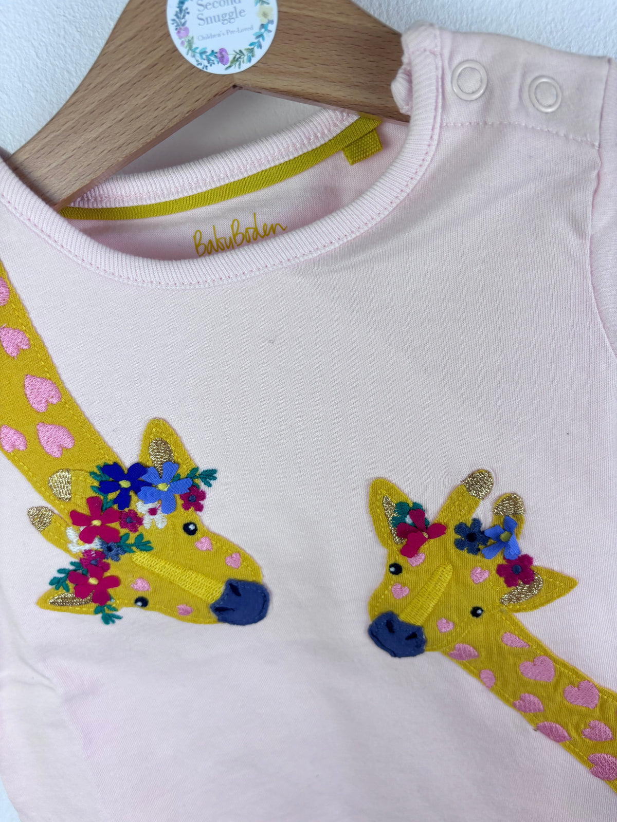 Boden Pink Giraffe T-Shirt 6-12 Months-Tops-Second Snuggle Preloved